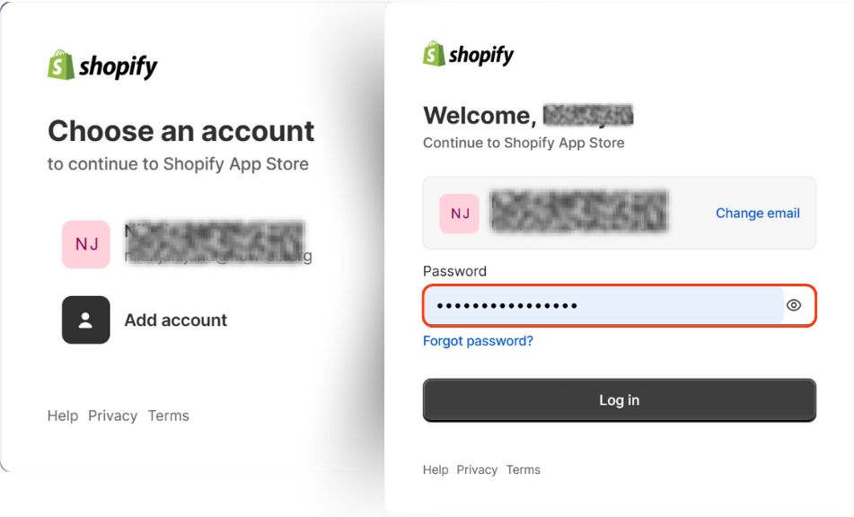 Choose an Shopify Account
