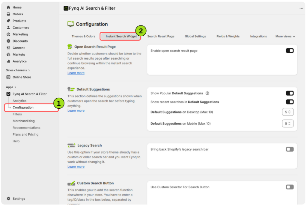 Instant Search Widget
