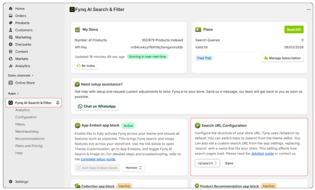 Search Page URL in Fynq