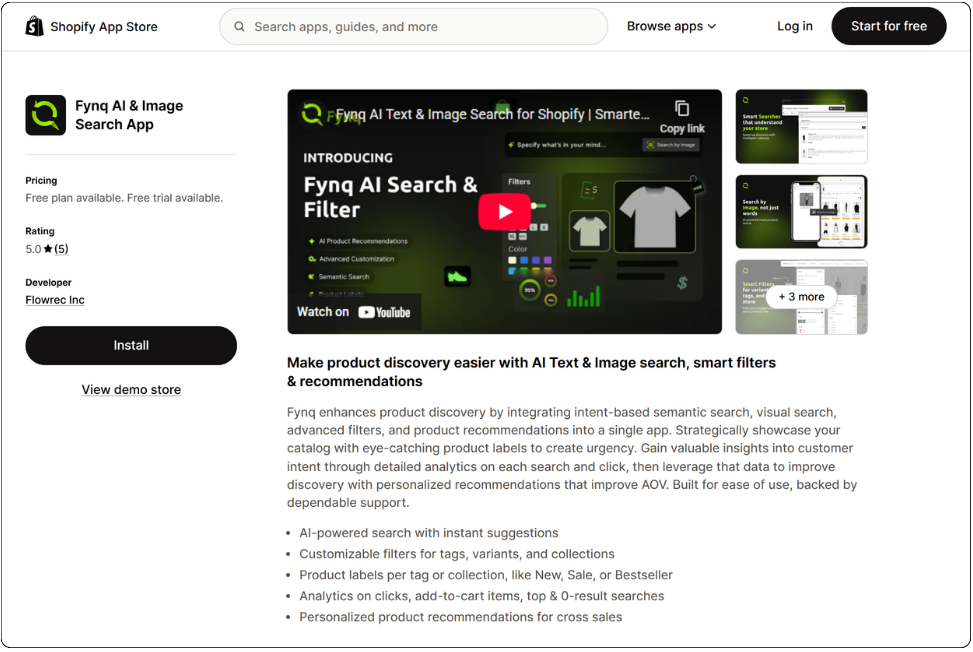 Searching Fynq app in Shopify App Store