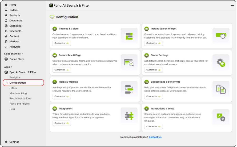Search configuration