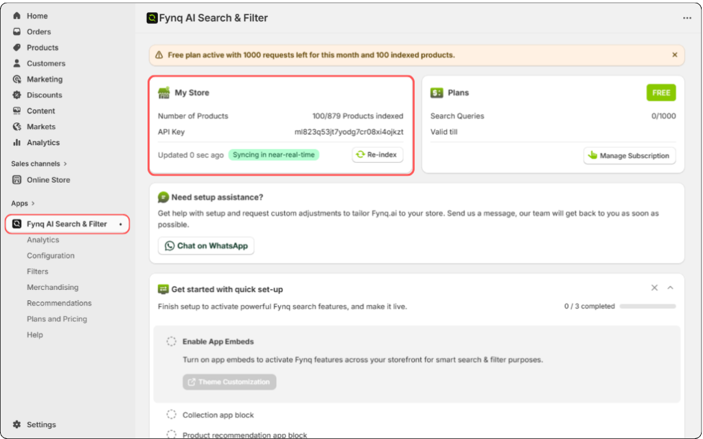 Fynq Syncing products