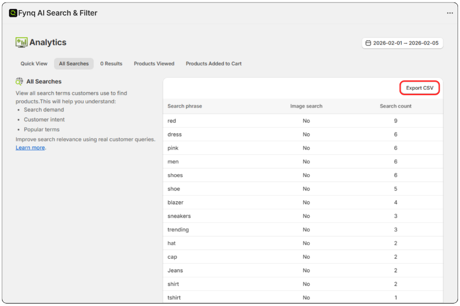 export CSV