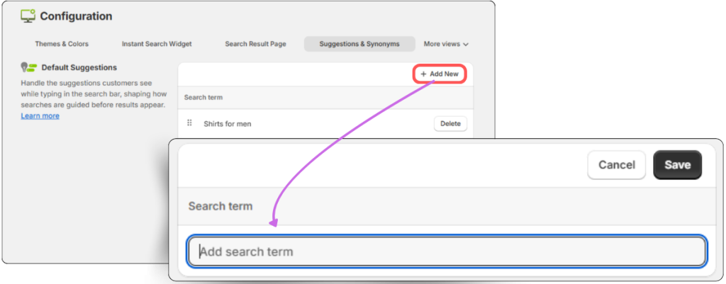 Add your new suggestion for search configuration