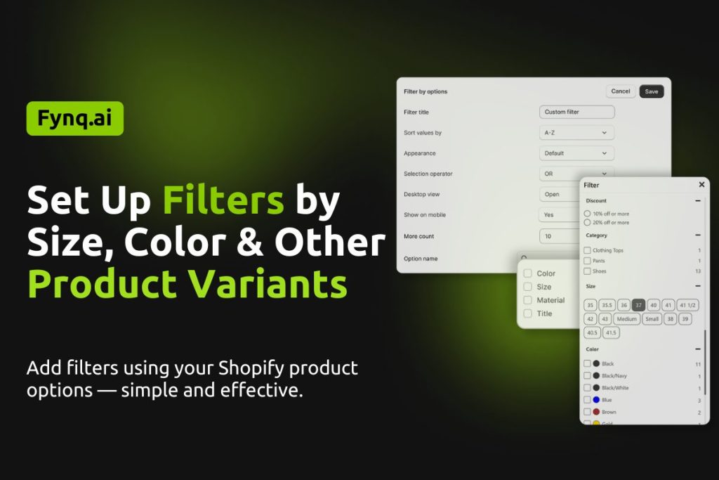 filters using product options cover