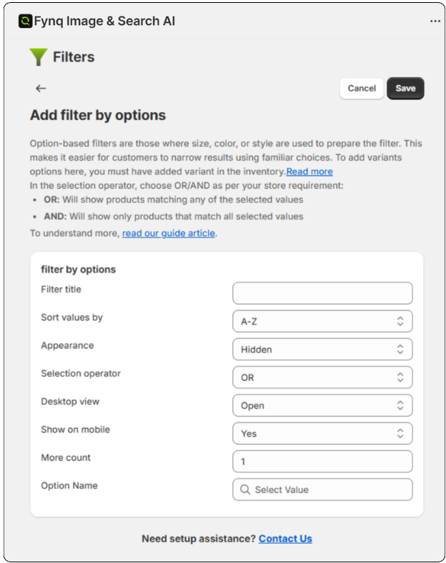 How to Add a Product Option Filter 