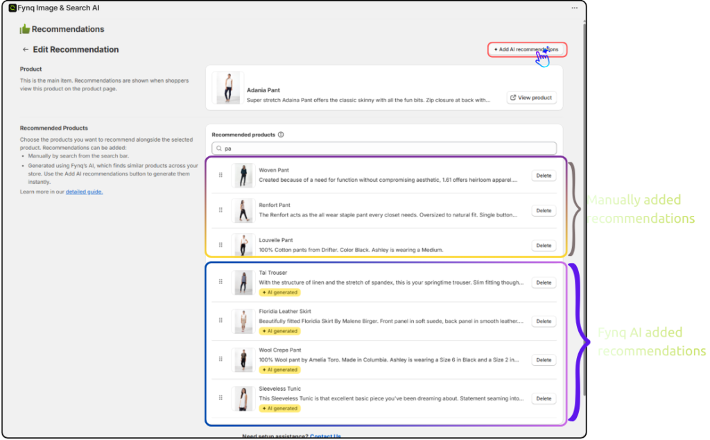 Steps to Use AI Recommendation Button