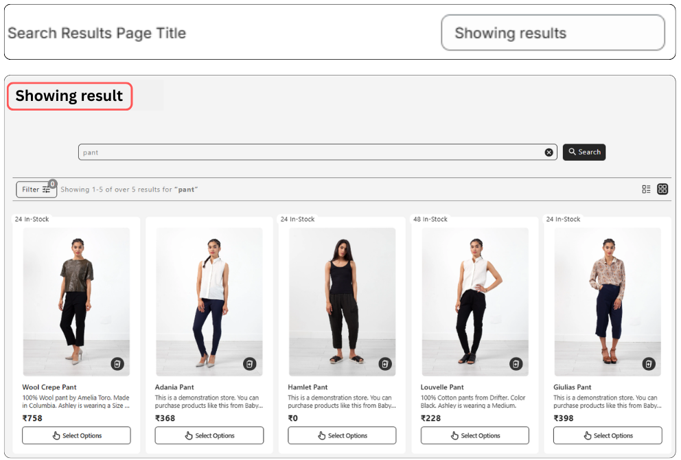Search Results Page Title settings