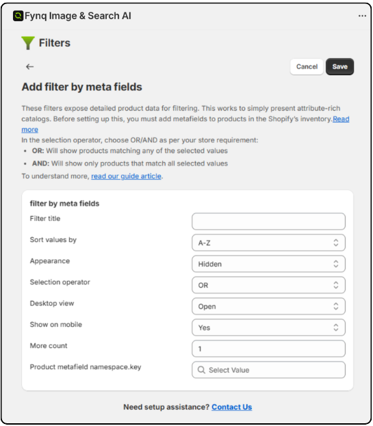Steps to Create a Metafield-Based Filter
