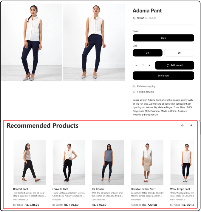 Places where will these recommendations show on your storefront