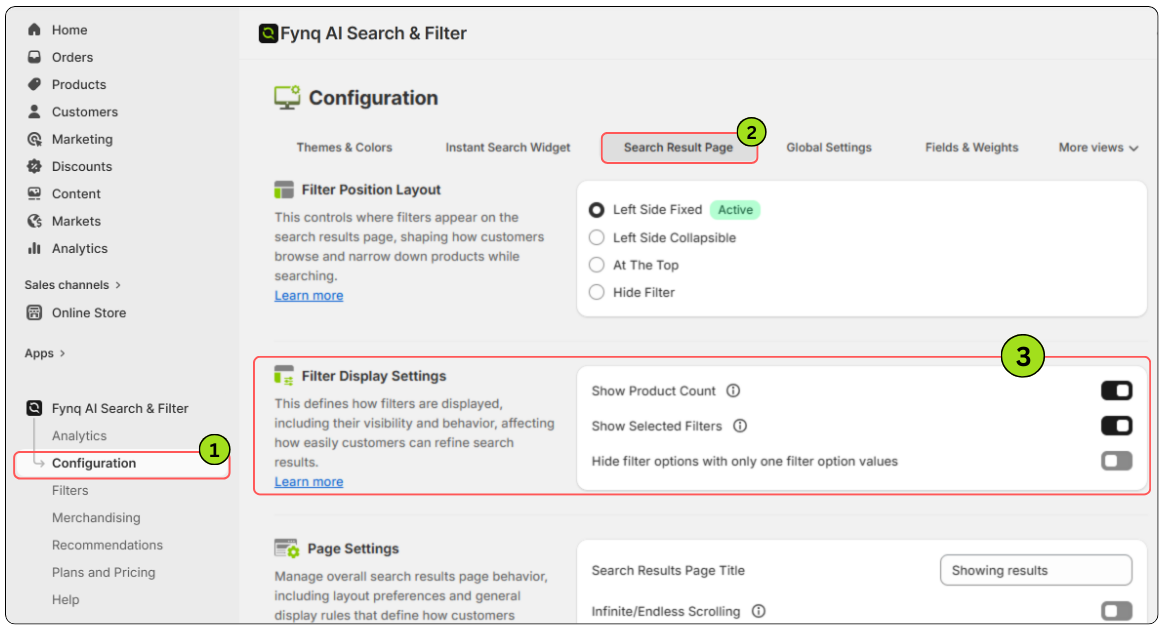 Where to Find Filter Display Settings in Fynq 