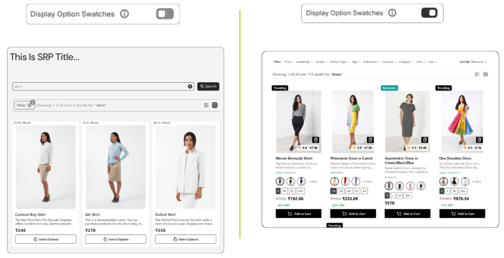 Display Option Swatches 