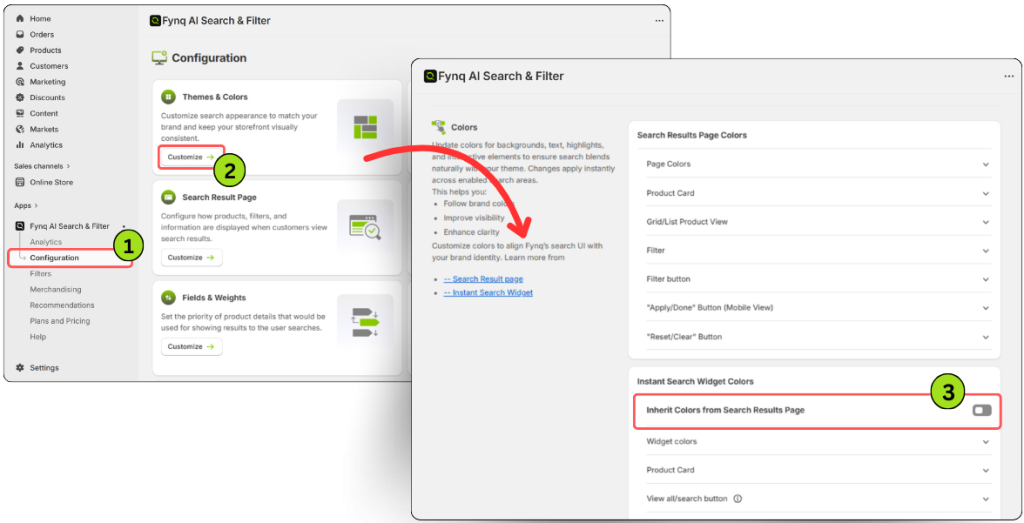 How to enable inherit colors from search results page