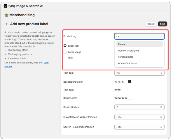 Search for Product Tags in Fynq