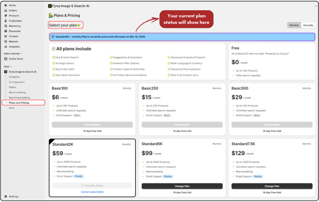 Where to View and Manage Your Fynq Plan or subscription