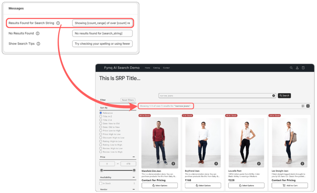 Messages for Results Found for Search String