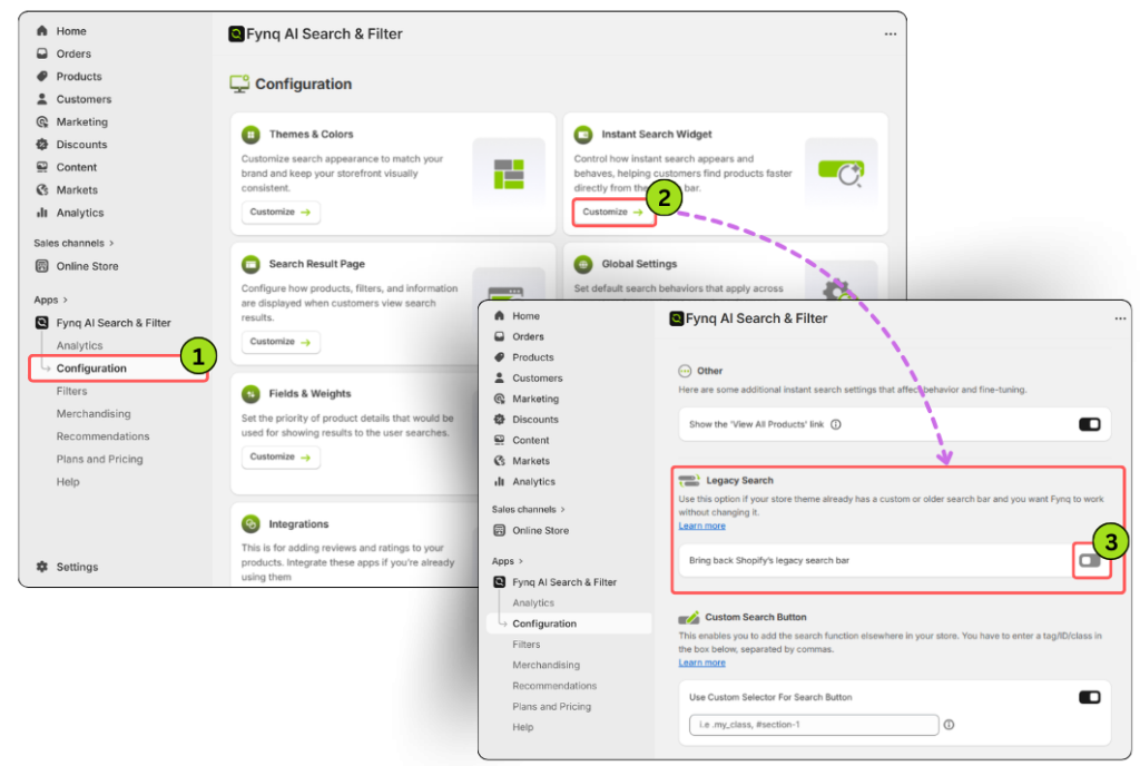 Where Can You Find the Legacy Search Bar Setting?
