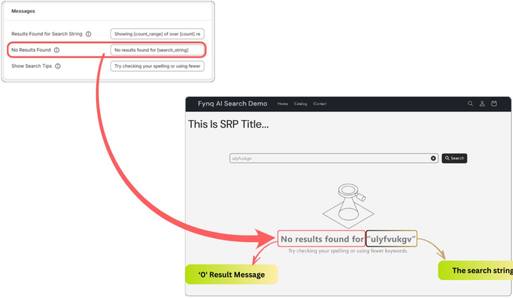 Messages for No Results Found 