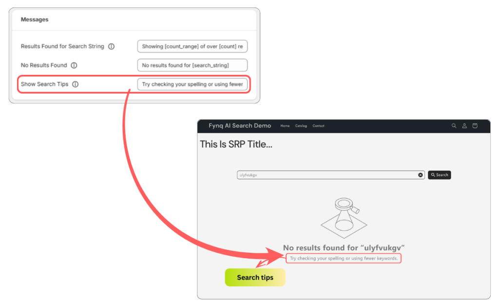 Messages for Show Search Tips 
